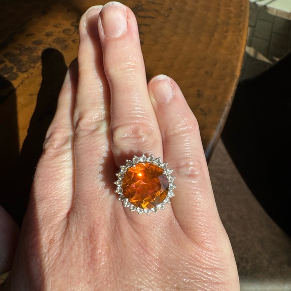 Stunning Sterling Silver Padparadscha Sapphire Ring Size 7.25 - Picture 12 of 16